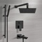 Matte Black Tub and Shower Faucet Set with Handheld, Rain Shower Head